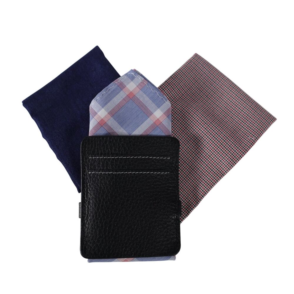 Saks Fifth Avenue Men’s Gift Set Pocket Squares + Card Holder - NWT